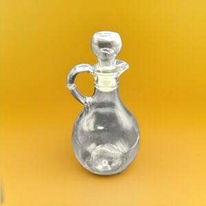 Vtg Oil Vinegar Cruet w/‎ Stopper Clear Glass Kitchenware 6.5" Anchor Hocking
